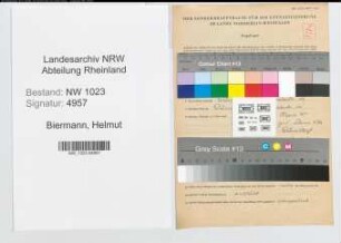 Entnazifizierung Helmut Biermann , geb. 15.01.1909 (Angest.)