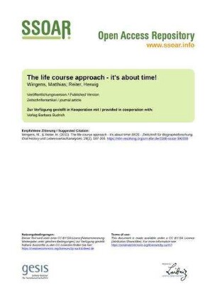 The life course approach - it's about time!