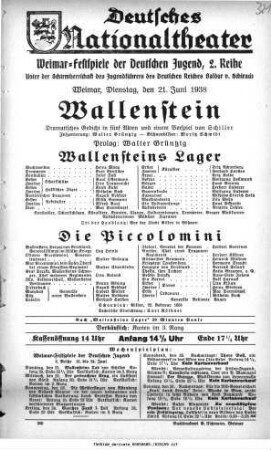 Wallenstein [Wallensteins Lager; Die Piccolomini]