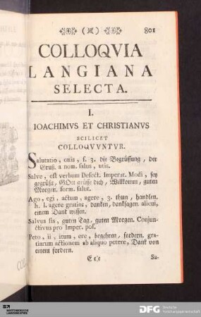 Colloqvia Langiana Selecta.