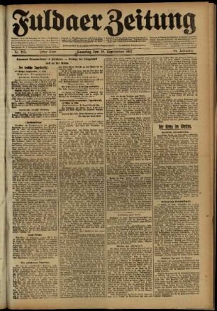 Erste Ausgabe vom Samstag, den 15. September 1917.