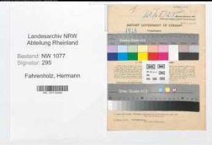 Entnazifizierung Hermann Fahrenholz , geb. 06.12.1898 (Polizist)