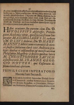 Privilegium Imperatoris Maximiliani Secundi.