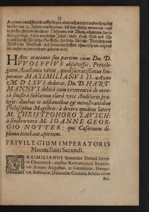 Privilegium Imperatoris Maximiliani Secundi.