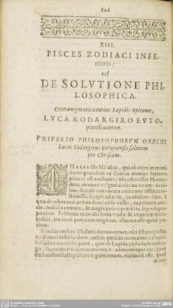 XIII. PISCES ZODIACI INFErioris ...