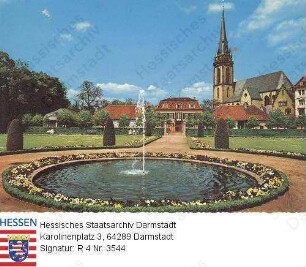 Darmstadt, Prinz-Georg-Garten, Porzellanschlösschen und Elisabethen-Kirche