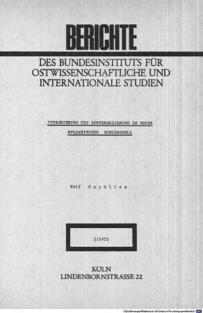 Integrierung und Differenzierung im neuen bulgarischen Schulmodell