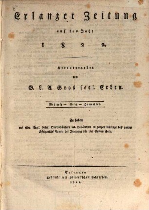 Erlanger Zeitung. 1822