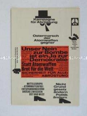 Propagandaschrift der Kampagne für Abrüstung mit dem Aufruf zum Ostermarsch 1965