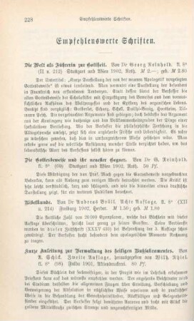 228-240 Empfehlenswerthe Schriften