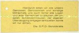 Handzettel gegen die SPD