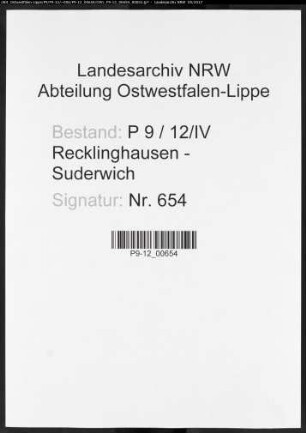 Sterberegister Standesamt IV Recklinghausen-Stadt