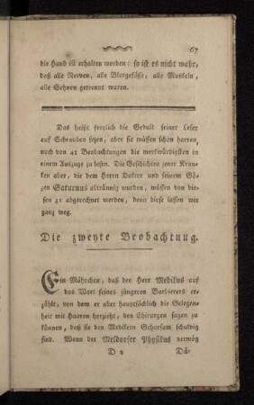 Die zweyte Beobachtung.