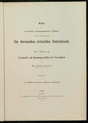 Atlas: Atlas von achtzehn lithographirten Tafeln
