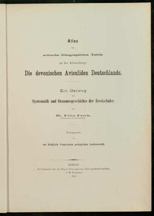 Atlas: Atlas von achtzehn lithographirten Tafeln