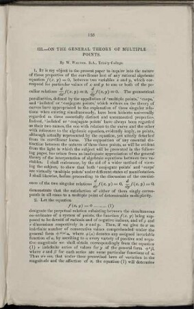 III. On the general theory of multiple points.