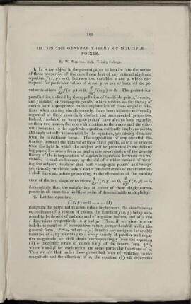 III. On the general theory of multiple points.