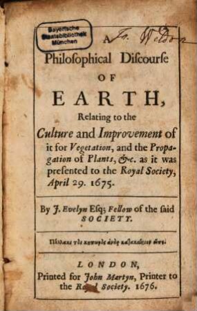 A philosophical discourse of Earth