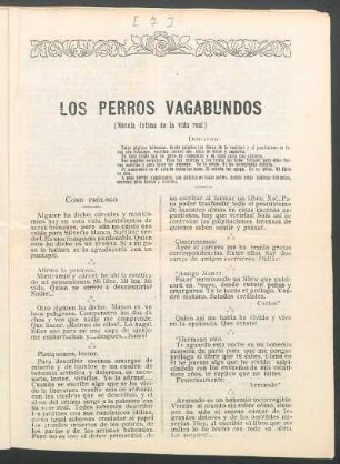 Los perros vagabundos : (Novela íntima de la vida real)