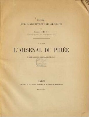 Études sur l'Architecture Grecque, 1