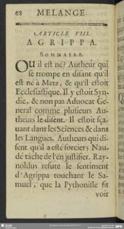 Article VIII. Agrippa
