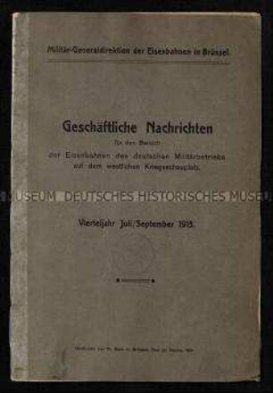 Militärische Eisenbahnnachrichten 1915
