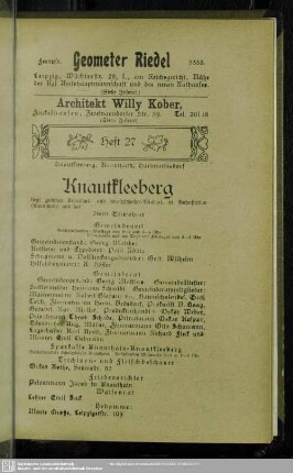 Heft 27. Knaukleeberg. Knauthain. Hartmannsdorf
