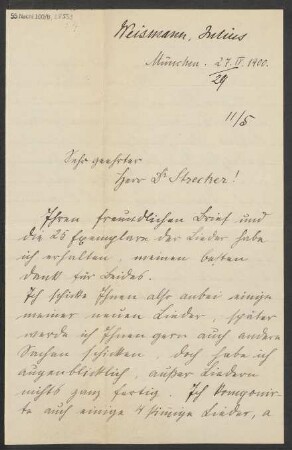 Brief an Ludwig Strecker an B. Schott's Söhne : 27.04.1900
