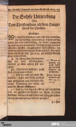 I.) Woran eigentlich der gröste Eiffer auf das Christenthum zu prüffen sey.