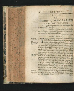 Tit. II. De Rebus Corporalibus Et Incorporalibus.