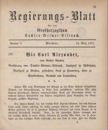 Nr. 5 : 10. März 1871