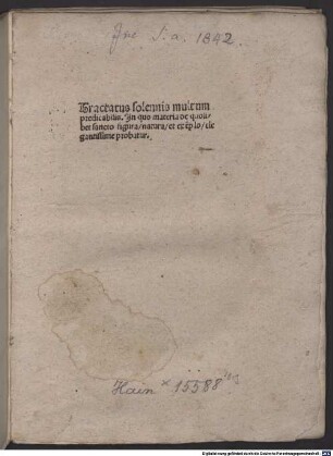 Tractatus solennis multum predicabilis : Jn quo materia de quolibet sancto figura, natura, et exe[m]plo elegantissime probatur