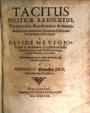 Tacitus Politice Resolutus