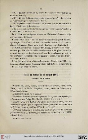 Séance du Comité du 10 octobre 1864