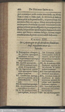 Caput XIII. De Apanagio et & divisione feudorum Imp. regalium inter cohaeredes