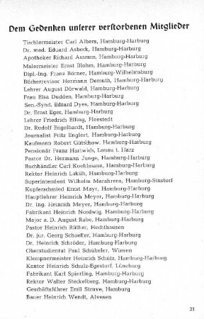 Dem Gedenken unserer verstorbenen Mitglieder