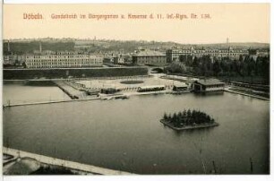 Döbeln. Gondelteich im Bürgergarten, Kaserne des 11. Infanterie-Regiments No. 139
