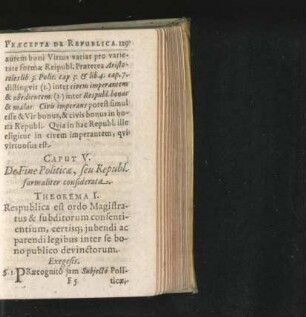 Caput V. De Fine Politicae, seu Republ. formaliter confiderata.