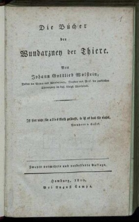 Die Bücher der Wundarzney der Thiere