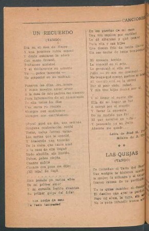 Las quejas : (Tango)
