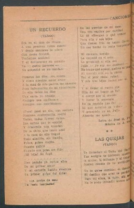 Las quejas : (Tango)