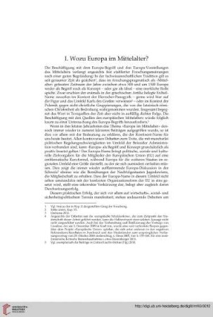 I. Wozu Europa im Mittelalter?