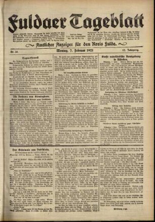 Ausgabe vom Montag, den 07. Februar 1921.