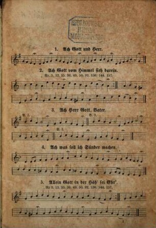 Choral-Melodien zu dem Gesang-Buche der Herzogthümer Bremen und Verden, in Noten : (Aus Sauerbergs Choralbuch II. Aufl. 1838.) [Umschlagtit.]