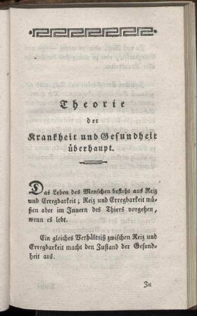 Theorie der Krankheit und Gesundheit überhaupt.