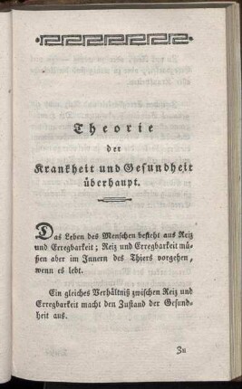 Theorie der Krankheit und Gesundheit überhaupt.