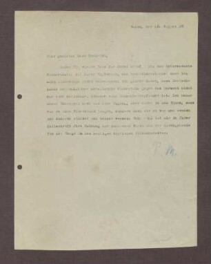 Schreiben von Prinz Max von Baden an Anton Fendrich; Einschätzungen zu einigen Stellungnahmen und Artikeln von "Der Amboss"
