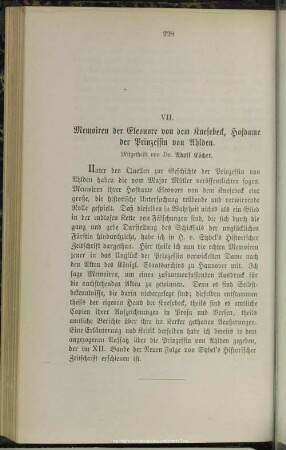 VII. Memoiren der Eleonore von dem Knesebeck, Hofdame der Prinzessin von Ahlden
