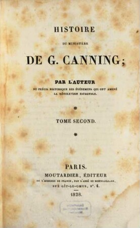 Histoire du ministère de G. Canning, 2