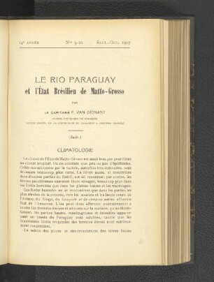 Le rio Paraguay et l´ètat Brésilien de Matto-Grosso